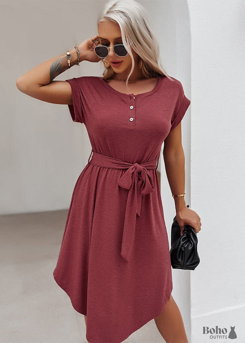 Boho Casual Style Midi Dress Anaya